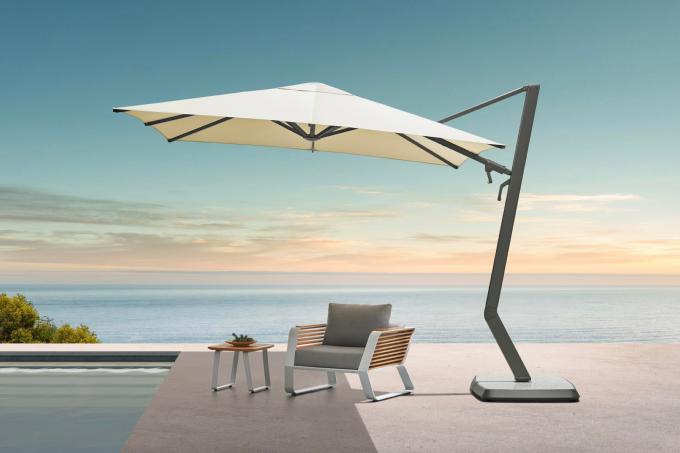 Parasol luxe déporté 3 x 3 m aluminium gris avec toile sunbrella - AILY design by Pininfarina