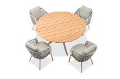 Table de jardin ronde avec plateau teck - RIVIERA