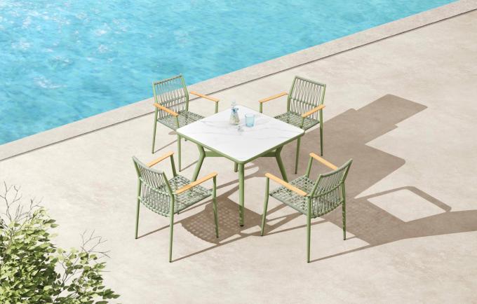 Table de terrasse carrée en aluminium vert L90 - SARRAN