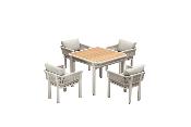 Table et fauteuils repas extérieur en aluminium et corde 4 places- OLBY