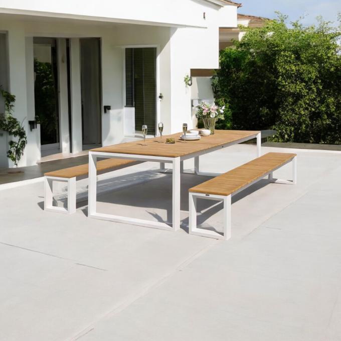 Table de jardin en teck et aluminium haut de gamme - COMO 200CM