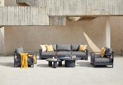 Canapé 3 places de jardin design haut de gamme en aluminium - IRIS NOIR