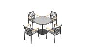 Table de terrasse ronde en aluminium noir D90 - SARRAN