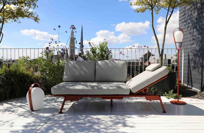 Salon de jardin / bain de soleil modulable en aluminium rouge - SUNNY