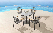 Table de terrasse ronde en aluminium noir D90 - SARRAN