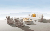 Salon de jardin design luxe en aluminium et en corde tresse - LASKA BEIGE